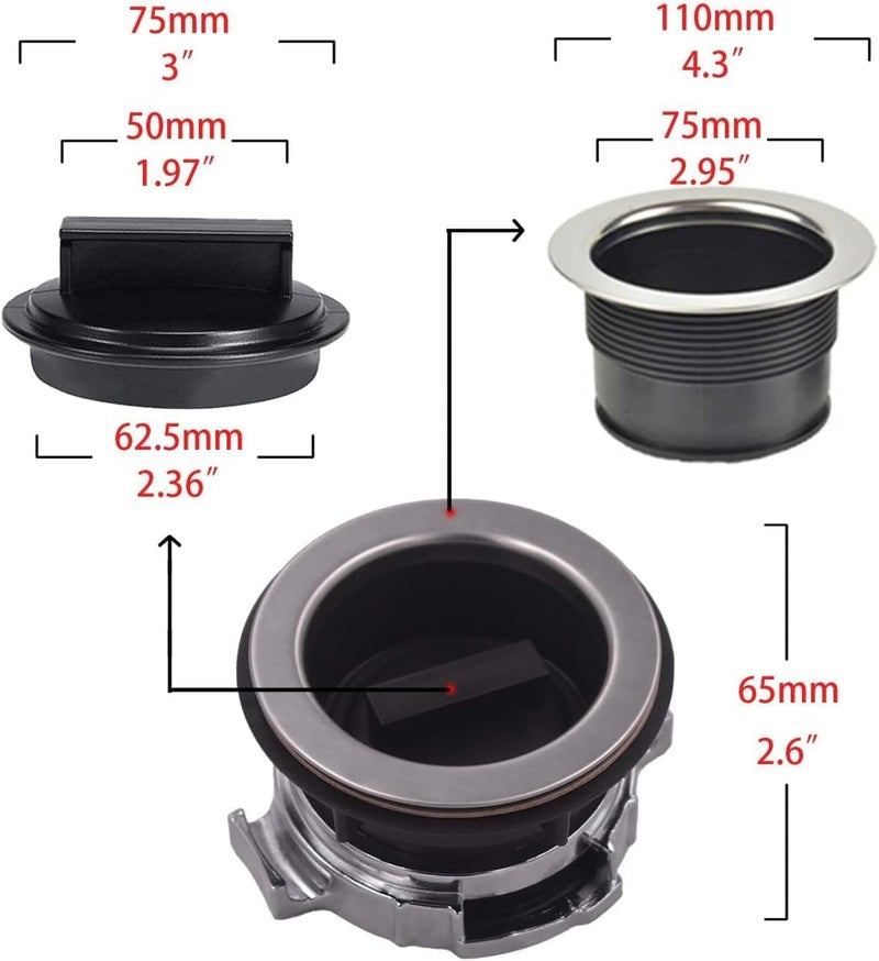 Anglepingping 8Pcs/Set Garbage Disposal Sink Flange Kit and Stopper for Waste King, Garbage Disposal Drain Assembly Kit, Rubber Flange and Drain Lock Nut for Waste King, Whirlaway Garbage Disposal Parts (110mm) - Image 3